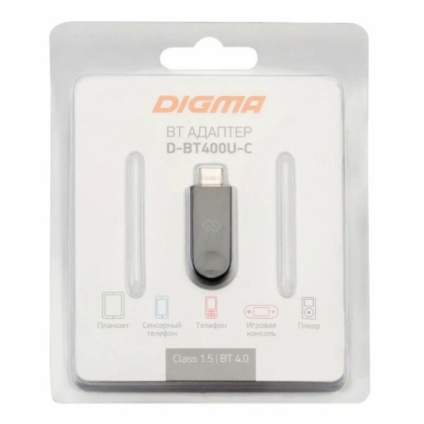 Контроллер Bluetooth Digma USB Type-C D-BT400U-C BT4.0+EDR class 1.5 20м черный