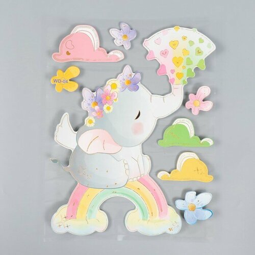 Наклейка EVA интерьерная Слоник на радуге 41х315 см 761₽