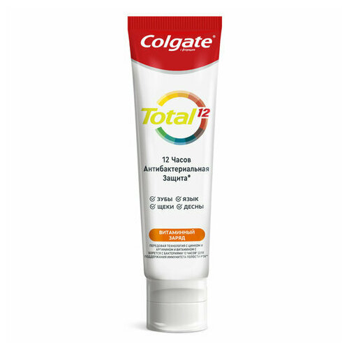 Зубная паста 100 мл COLGATE Total, витамин С, с фторидом, 6920354832833 паста зубная витаминный заряд total 12 colgate колгейт 100мл