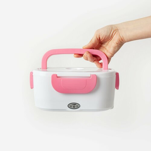 Ланч-бокс с подогревом Optmobilion 220 В розовый контейнер для еды электрический бокс из нержавеющей стали от розетки 220V 1026₽