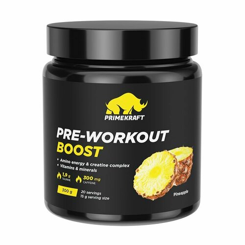 Предтренировочный комплекс Prime-Kraft PRE-Workout Boost, 300 г, вкус: ананас