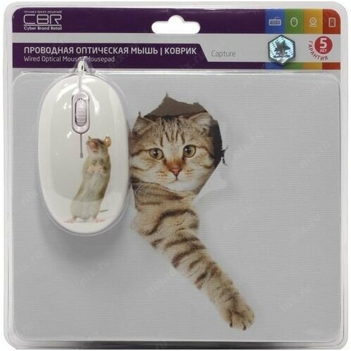Проводная Мышь CBR Art Collection Capture коврик в комплекте белый 69900₽