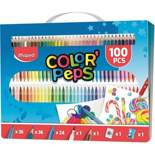 Набор для рисования Maped COLOR'PEPS KIT 100пр: флом, кар, мел, лас, точ,907003