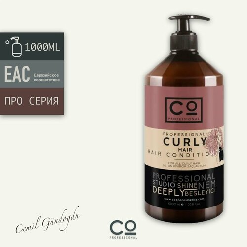 кондиционер selective professional curllover curllover curly hair conditioner кондиционер для вьющихся волос 275 мл Кондиционер для кудрявых и вьющихся волос CO Professional Curly Hair Conditioner, 1000 мл, профессиональный уход