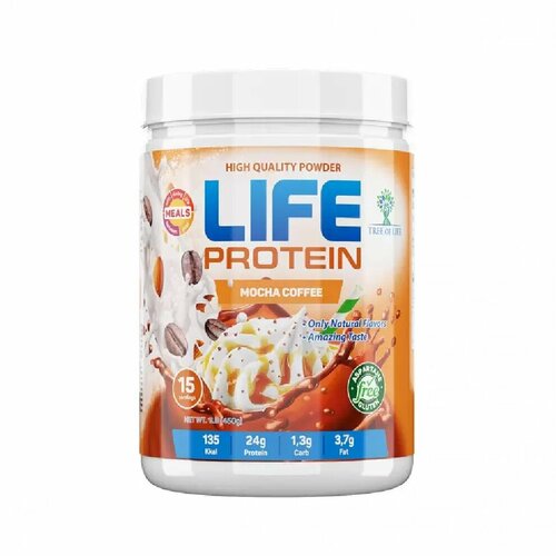 LIFE Protein 450 gr, 15 порции(й), мока кофе tree of life протеин сывороточный изолят сывороточного белка protein 908 гр мультифрукт
