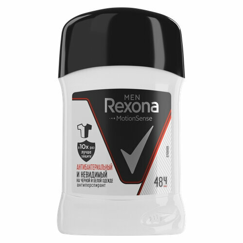 Антиперспирант-карандаш REXONA Men Антибактериальный и невидимый на черном и белом, 40 мл