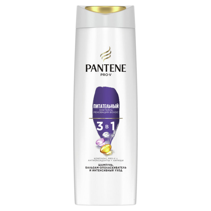 Шампунь 3в1 Pantene Pro-V Питательный коктейль, Реновация волос, 360 мл