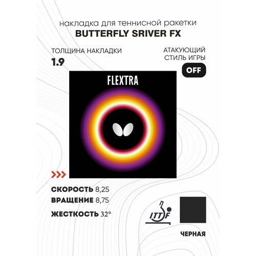 фото Накладка butterfly flextra (цвет черный, толщина 1.9)