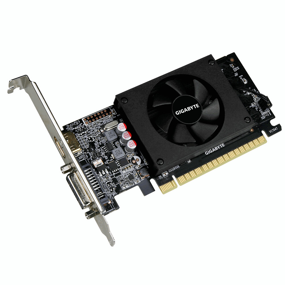 Видеокарта GigaByte GeForce GT 710 954Mhz PCI-E 2.0 2048Mb 5010Mhz 64 bit DVI HDMI HDCP Low Profile GV-N710D5-2GL