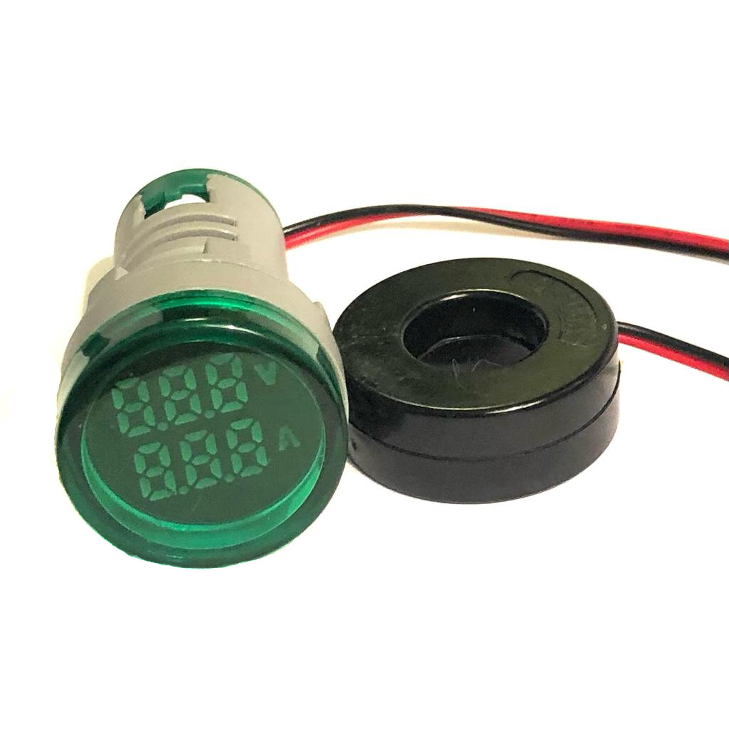 фото Цифровой вольтамперметр переменного тока / круглый / зеленый / диапазон измерений 50-500 VAC / 0-100 A