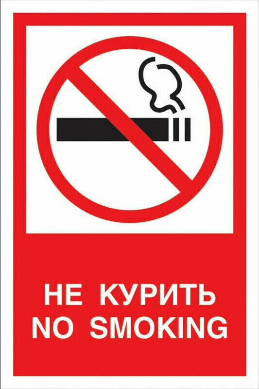 Информационная табличка Знак безопасности V51 Запрещается курить! 200х150