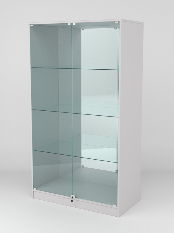 Витрина "астра ХИТ продаж" №7 (с дверками, задняя стенка - зеркало), Серый 90 x 45 x 160 см