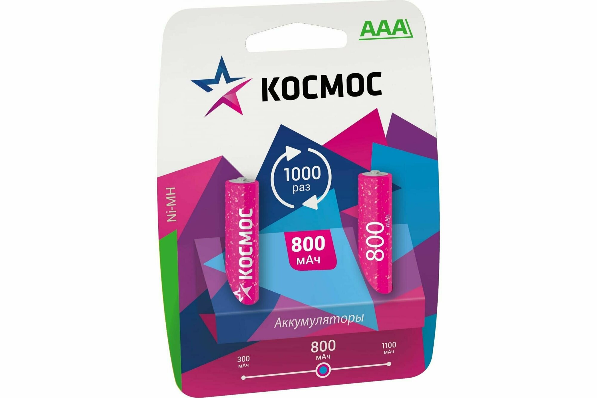 Аккумулятор Космос AAA 800mAh Ni-MH R03 BL-2 /24/288/