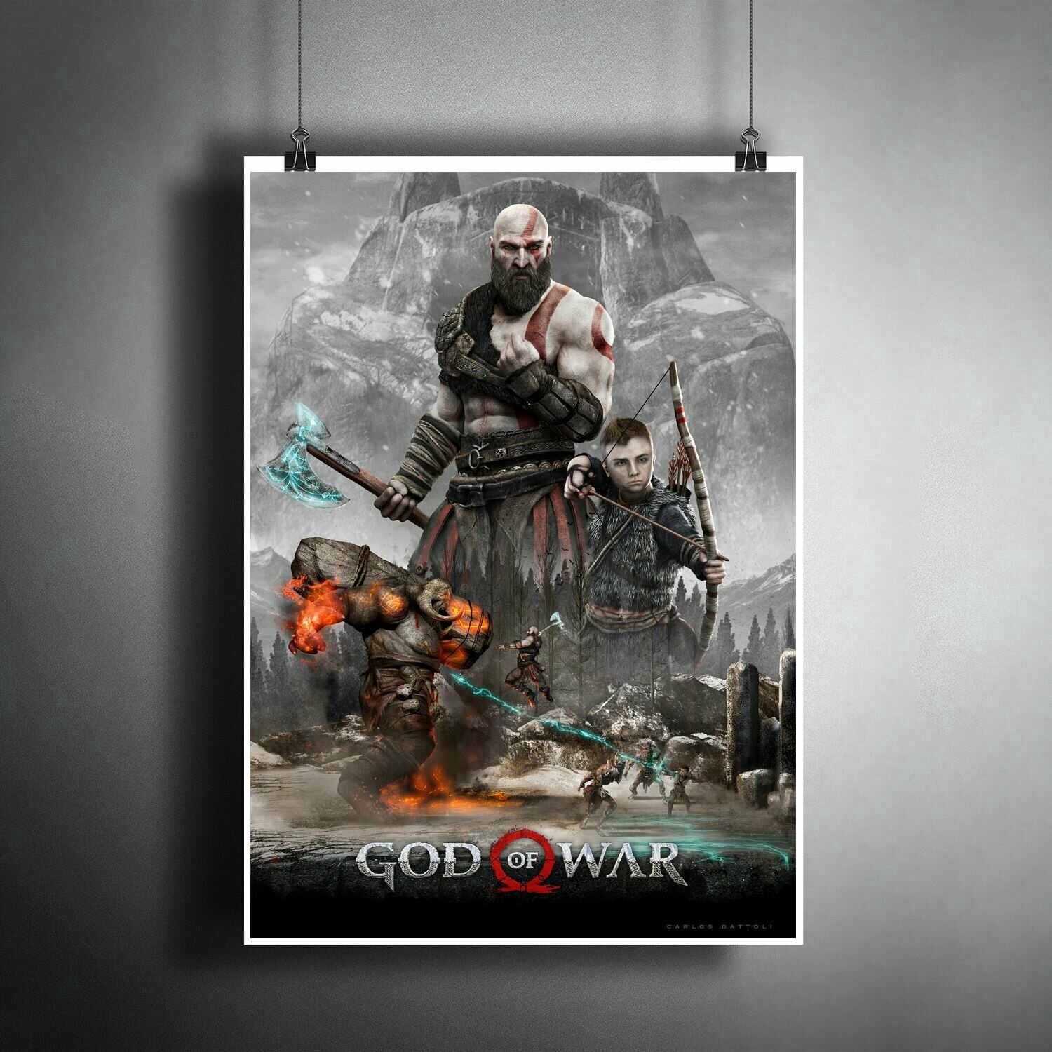 Постер плакат для интерьера "Компьютерная игра: God of War. Игра Бог Войны. PlayStation 4" / A3 (297 x 420 мм)