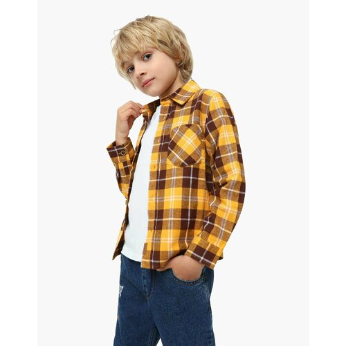 фото Школьная рубашка gloria jeans, размер 6-7л/122 (31), мультиколор, желтый