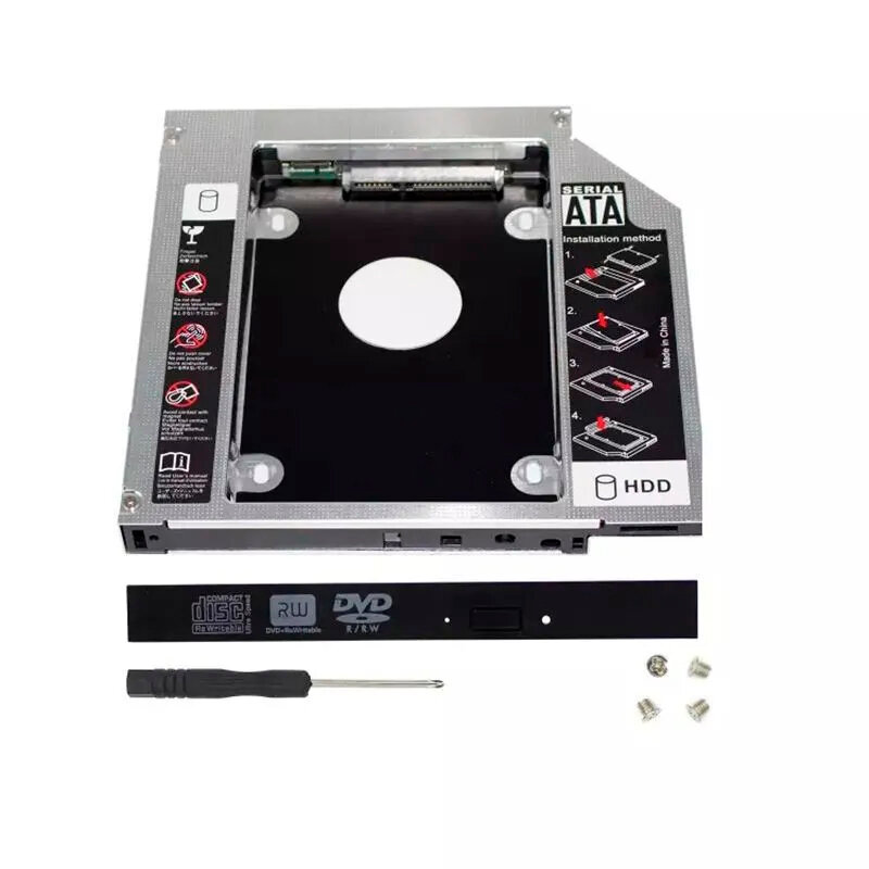 Переходник DVD to HDD(SSD) / Optibay 12.7 mm / Адаптер для жёсткого диска / Оптибей / Корпус для жесткого диска вместо dvd привода