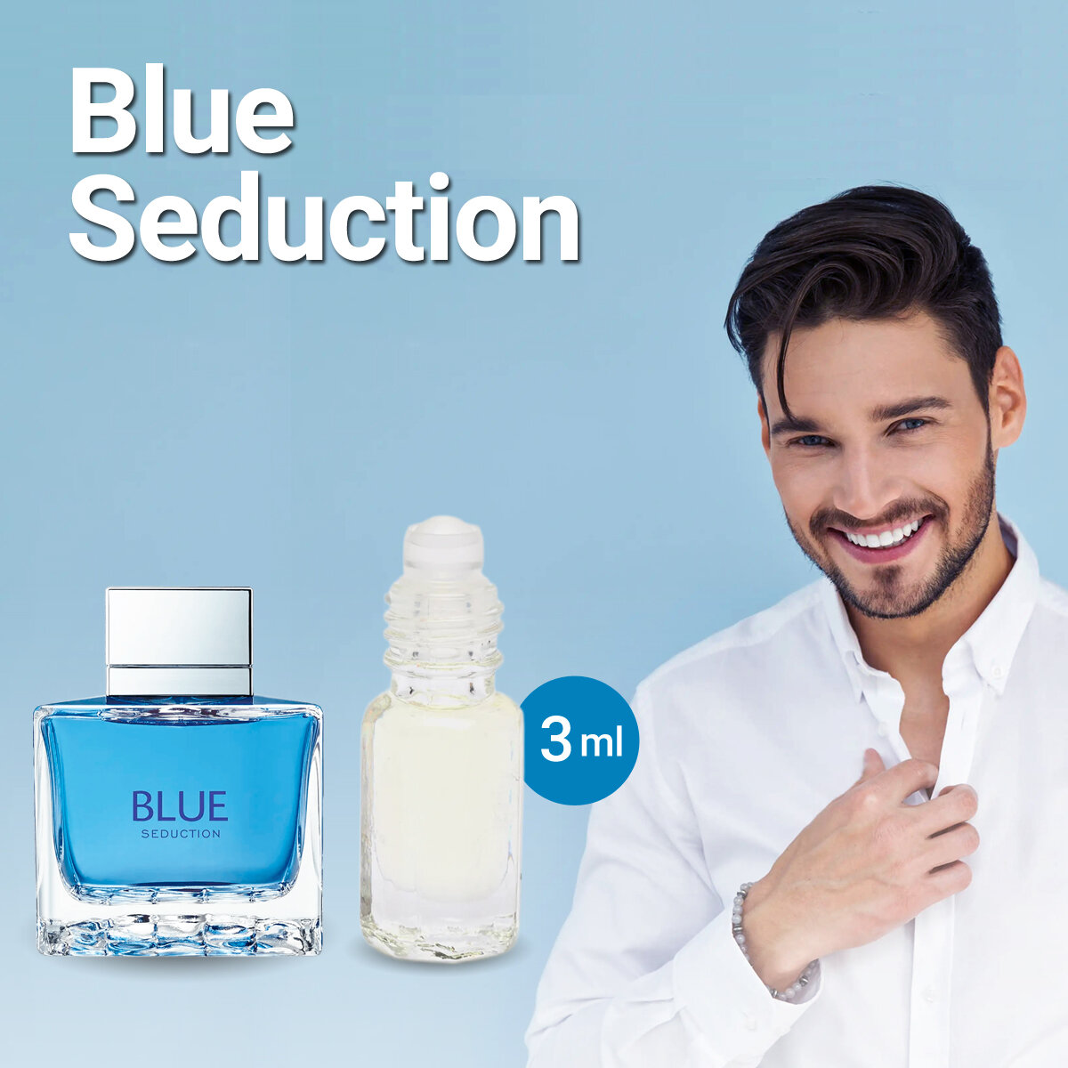 "Blue Seduction" - Масляные духи мужские, 3 мл + подарок 1 мл другого аромата