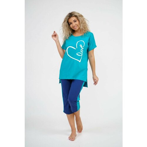 Бриджи MODALINA, размер 54, голубой, бирюзовый