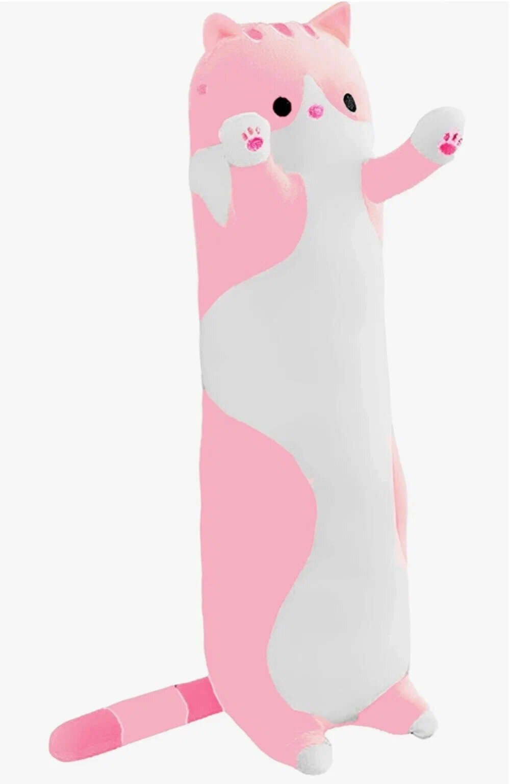 Кот батон розовый, плюшевая игрушка, плюшевый кот, длинный кот 50 см