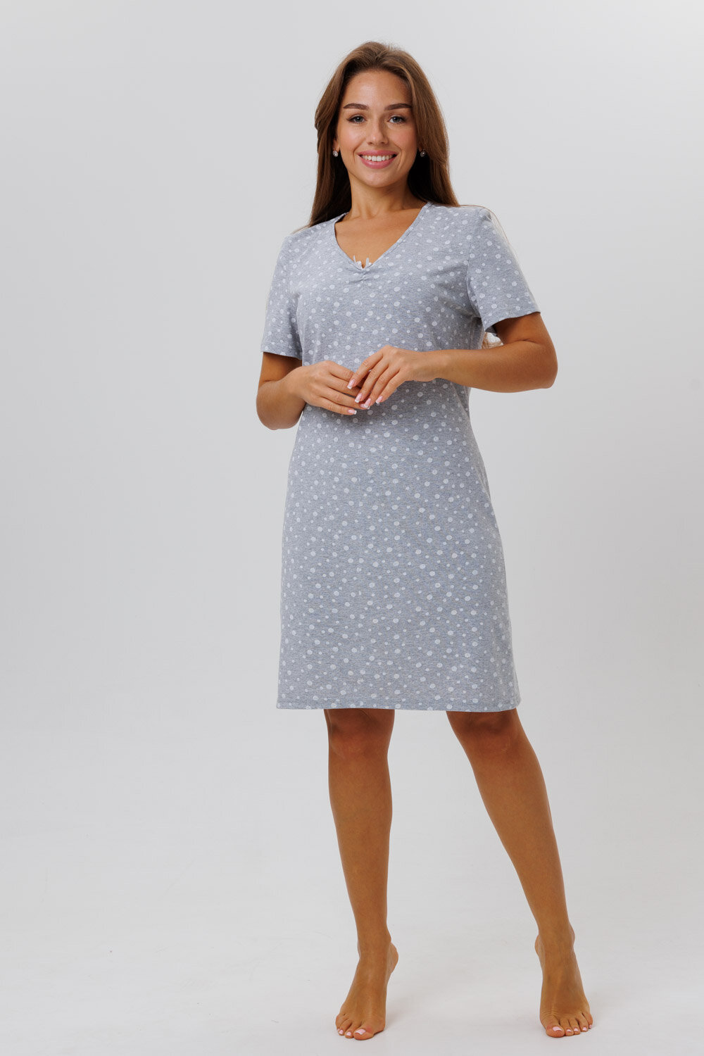 Сорочка Modellini укороченная, короткий рукав, размер 48, серый - фотография № 2
