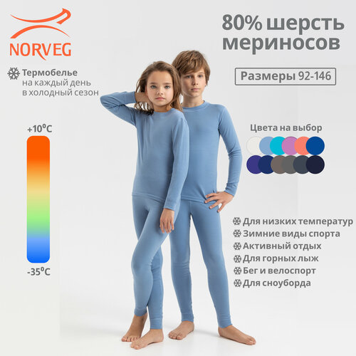 фото Комплект термобелья norveg, размер 116-122, голубой