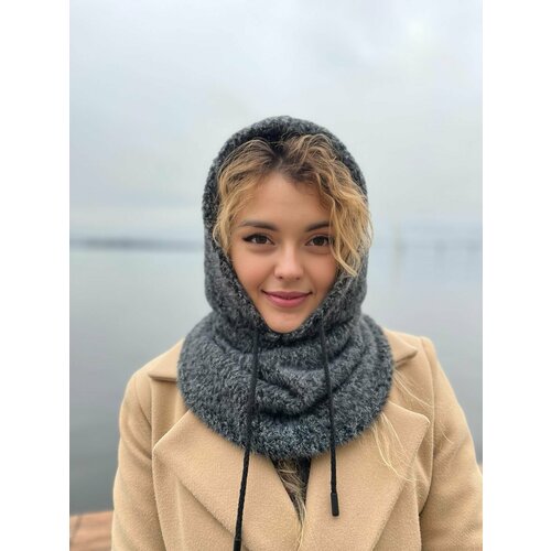 Капор , размер S/M, серый, черный