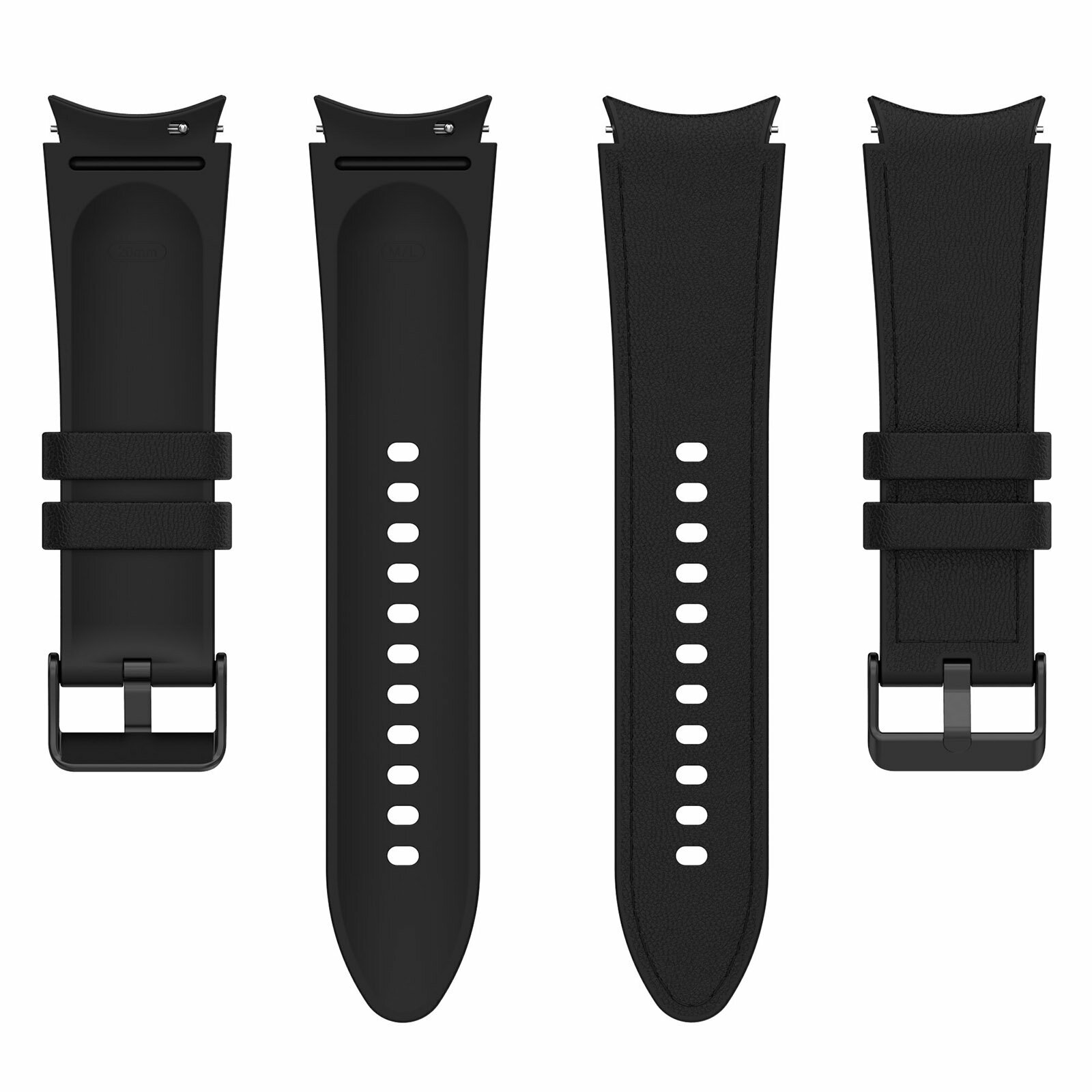 Двухцветный кожаный ремешок для Samsung Galaxy Watch S черно-синий черная пряжка