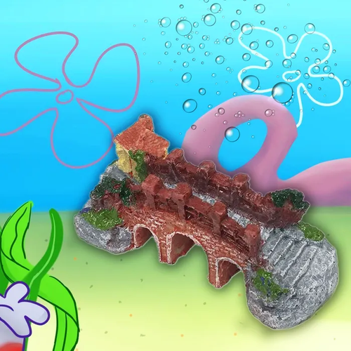 Декор для аквариума для рыбок плешоп домик для рыбок в аквариум Арочный мост 104х45х37 см 559₽