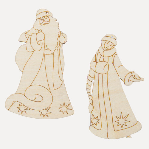 Изображение товара Mr. Carving ВД-1209-HR62 Подвеска Дед Мороз со Снегурочкой фанера 0.3 см 6х9.5 см, 5х9 см