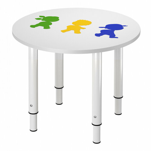 Стол детский круглый с фрезеровкой. Регулирующий по высоте. Размеры 700*700*460/580 Цвет Белый