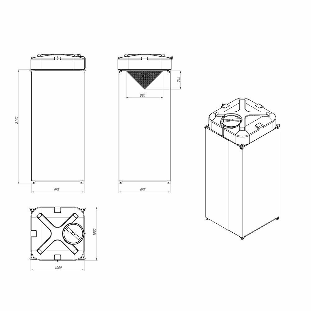 Душевая кабина для дачи без бака серая Rostok 955х955х214 см