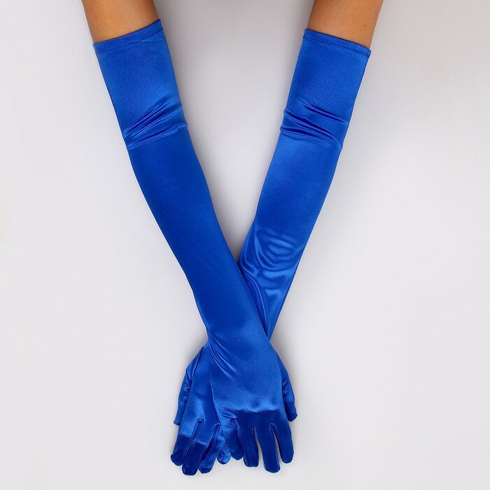 Карнавальный аксессуар - перчатки 55см цвет синий 