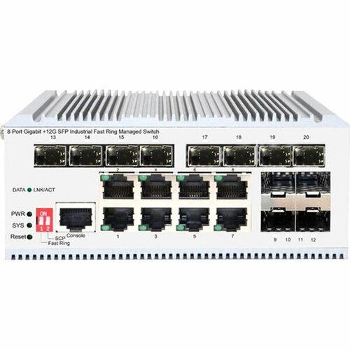 Origo Коммутатор Managed L2 Industrial Fast Ring Switch 8x1000Base-T 12x1000Base-X SFP Surge 4KV -40 to 75C 3366000₽