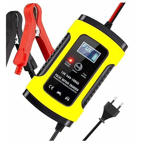 Зарядное устройство для автомобильного аккумулятора АКБ ЖК дисплей AMGGEL функция восстановления Желтый 1620₽