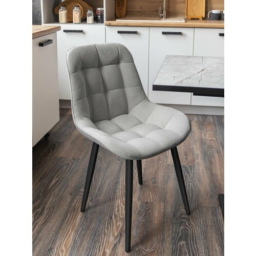 Стул мягкий для кухни Румба, 1 шт, цвет серый с черными ножками