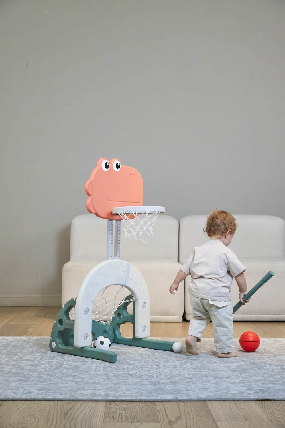 Стойка баскетбольная и хоккейные ворота UNIX Kids Dino (2 in 1) PPBSDINO