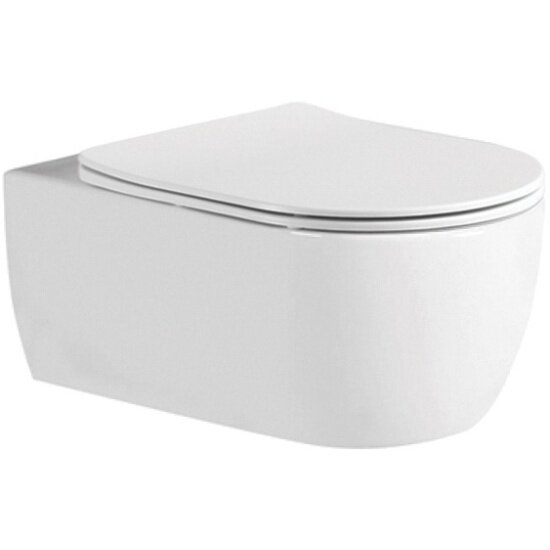 Унитаз подвесной безободковый Aquatek AQ1106L-00 европа 525*360*260мм тонкое сиденье с механизмом плавного закрывания крепеж