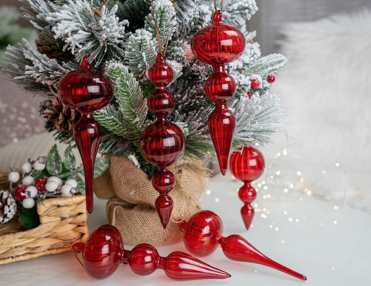 Набор ёлочных украшений галатино, стекло, 20 см, 6 шт, Winter Deco 4060372