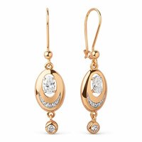 Серьги из золота с фианитами, JEWELIN, красное, фианит, вес - 3.38гр.