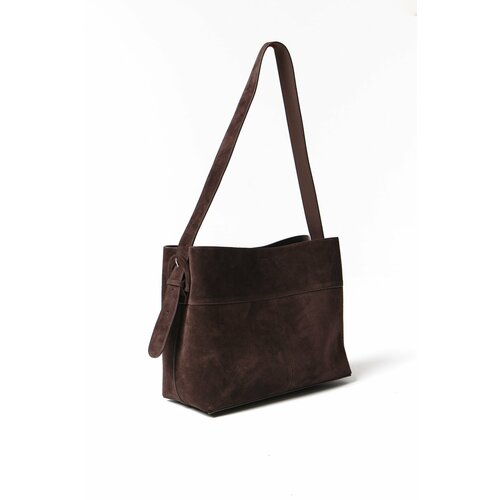 Сумка тоут Amirous, фактура бархатистая, Шоколадный