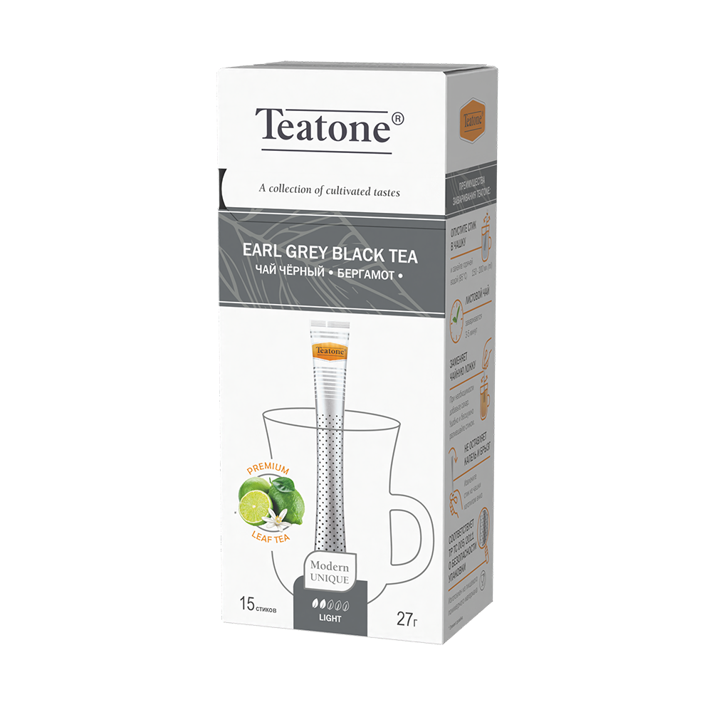 Чай чёрный с ароматом бергамота, TEATONE, в стиках, (15шт*1,8г)