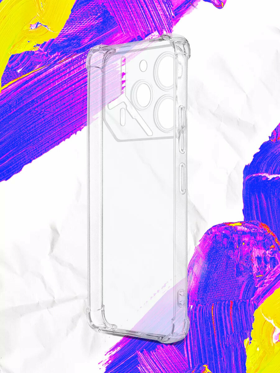 Чехол с защитой углов для Tecno Pova 6, Tecno Pova 6 Pro, Техно Пова 6, Техно Пова 6 Про JM tUgol-02, силикон, прозрачный, защита камеры — фото 1