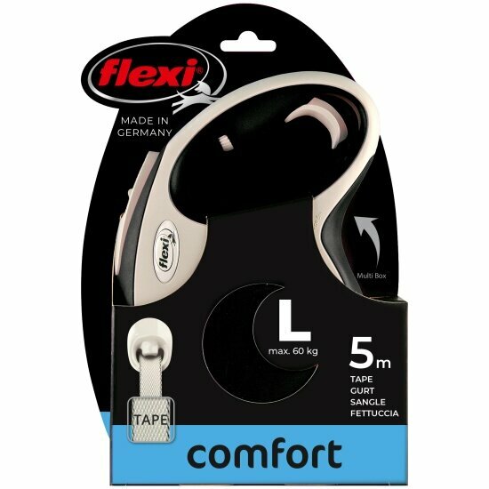 Поводок-рулетка Flexi New Coмfort tape L, 5 м, 60 кг, серый
