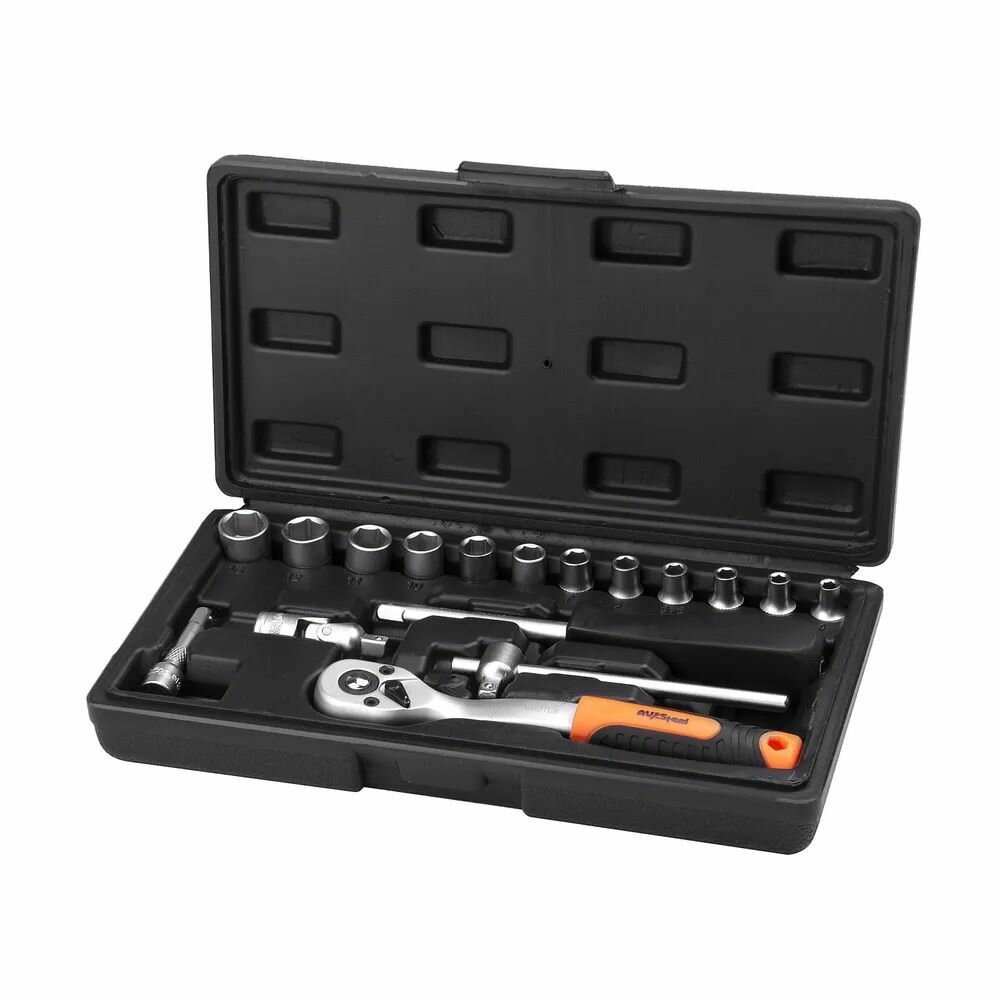 Набор инструментов для автомобиля в чемодане "AV Steel" 17 предм. 1/4" профессион.
