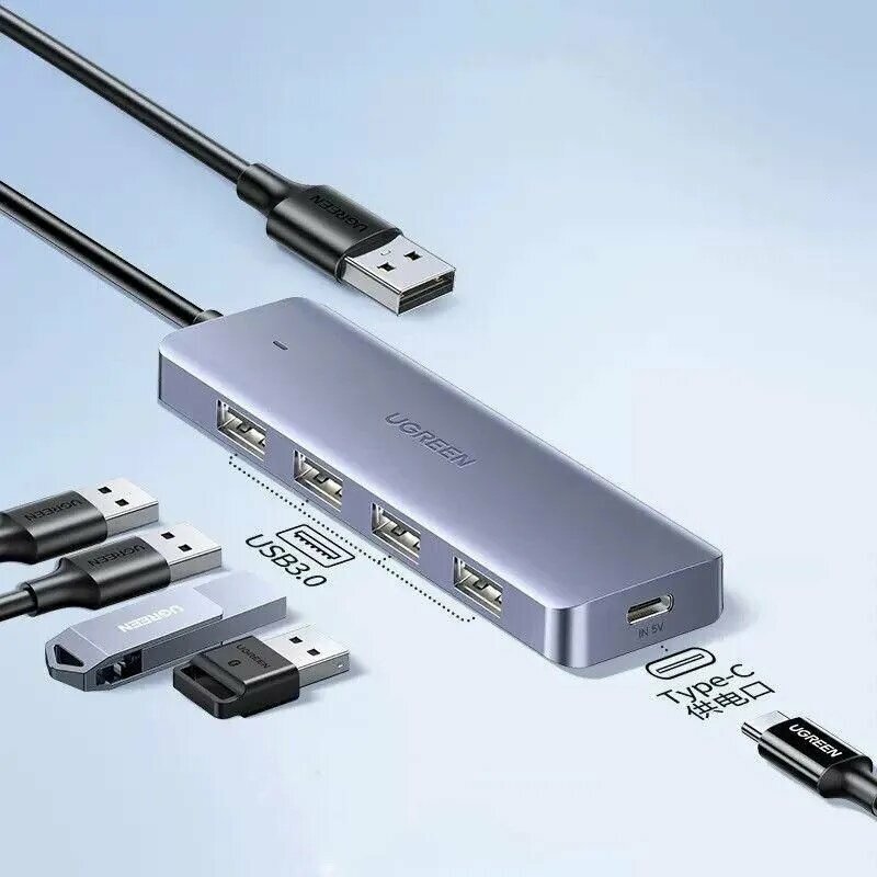 USB-концентратор, адаптер-концентратор для подключения устройств к ноутбуку и расширения портов — фото 1