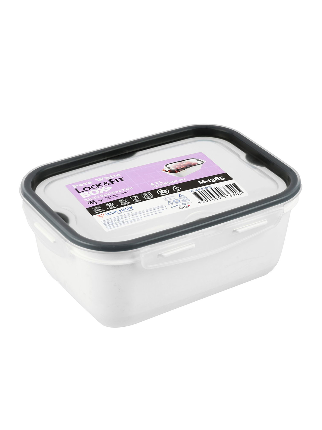 UCSAN PLASTIK Контейнер с замком размеры 22х16,5х9см, объем 2литра — фото 1