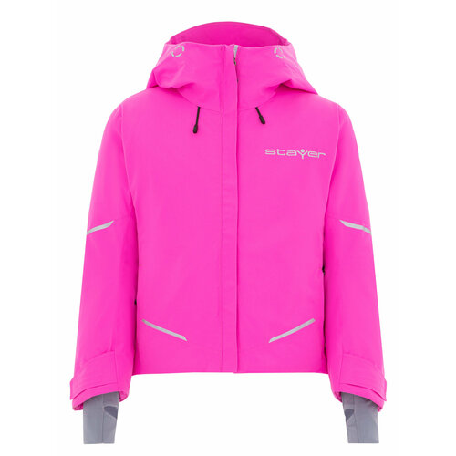 Горнолыжная куртка STAYER для девочек, мембранная, капюшон, светоотражающие элементы, карман для ски-пасса, регулируемый капюшон, водонепроницаемая, защита от попадания снега, герметичные швы, карманы, регулируемые манжеты, размер 146, розовый