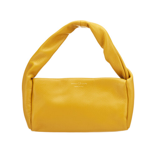 фото Сумка багет marina volpe, фактура зернистая, горчичный