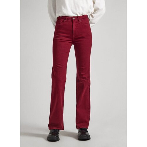 Брюки клеш Pepe Jeans, размер 26/32, бордовый брюки клеш wrangler размер 26 32 коричневый