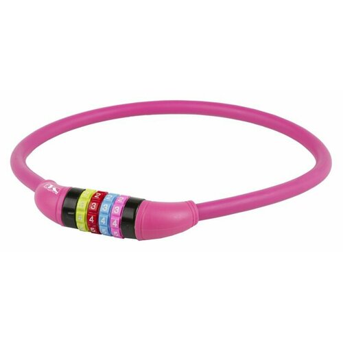 фото Замок m-wave 5-231058 вело кодовый (4 разряда, цветные символы) 12х650мм силиконовый розовый (60)